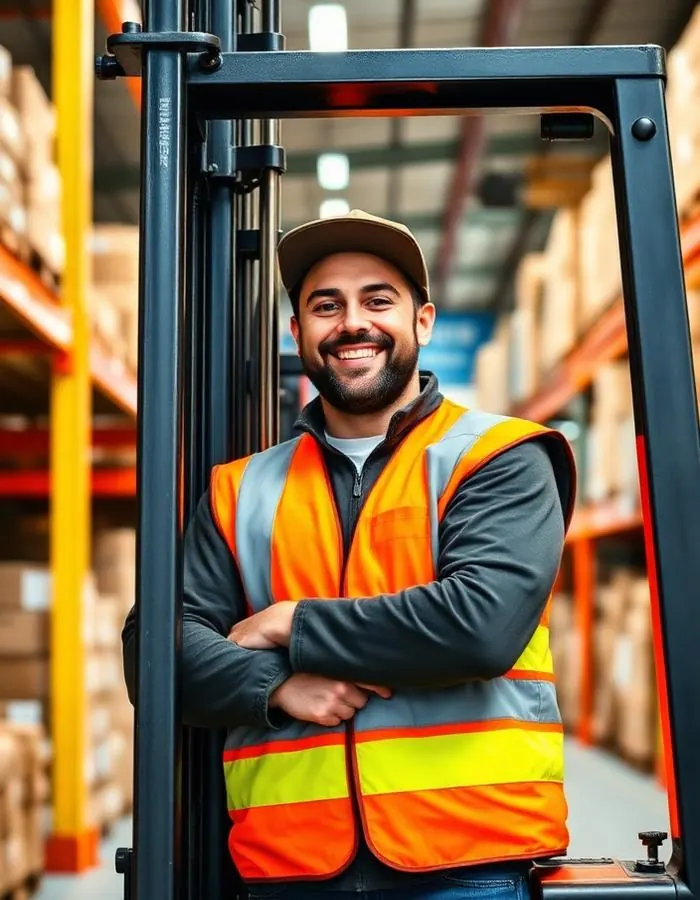 Forklift operator working in a GTA logistics warehouse